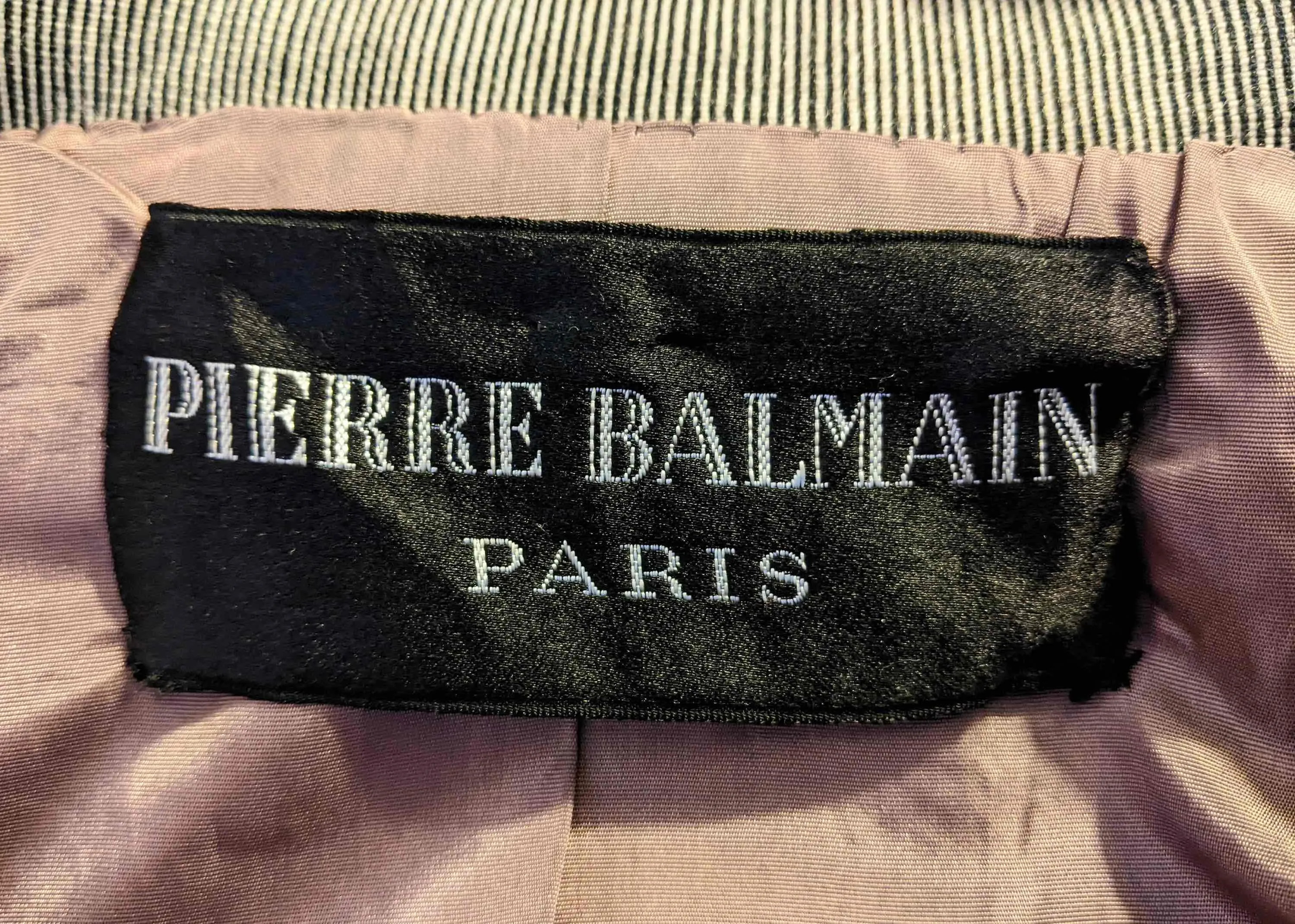 1949 Documented Pierre Balmain Haute Couture Grey Bar Jacket Suit