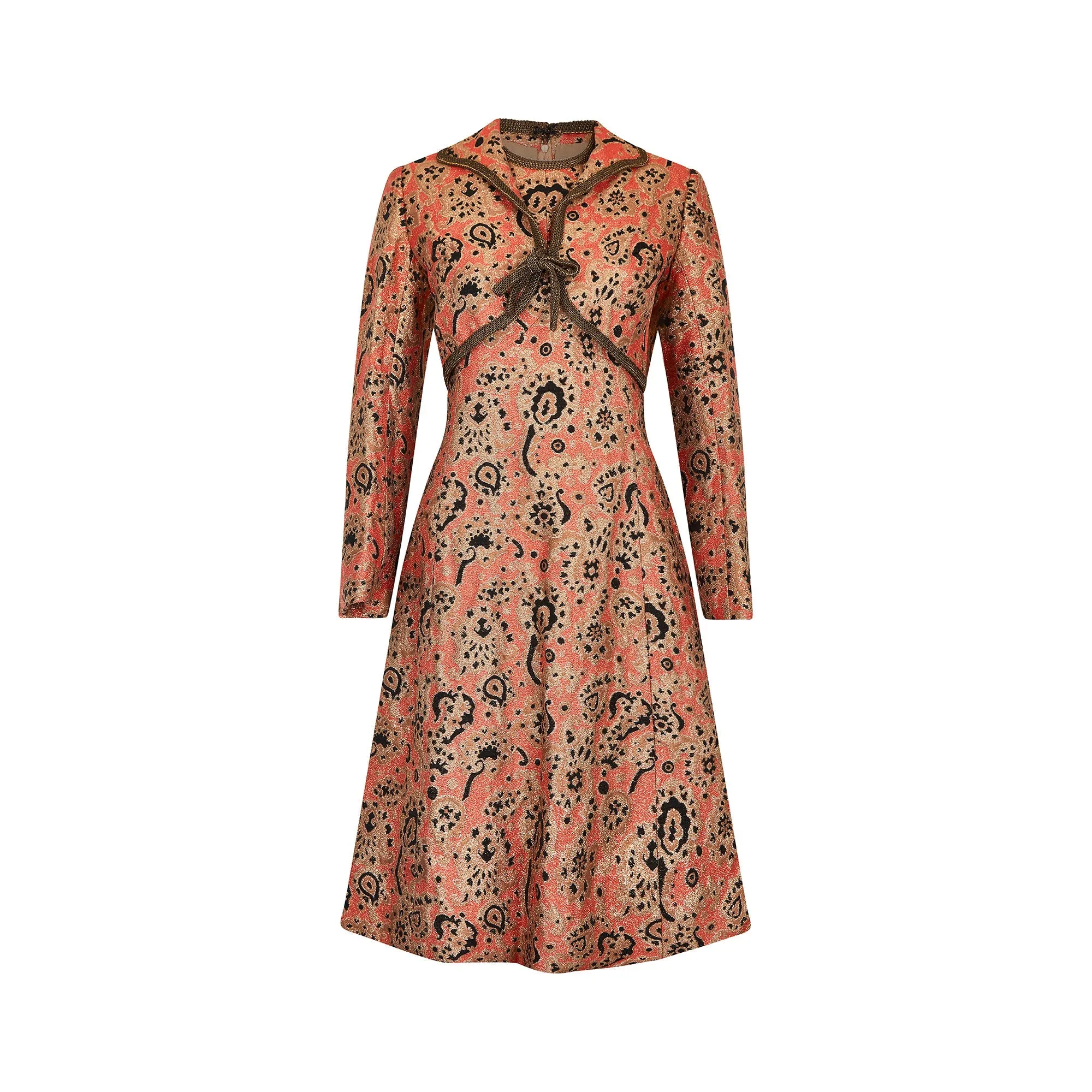 1960s Maria Moutet Paisley Lame Dress Suit