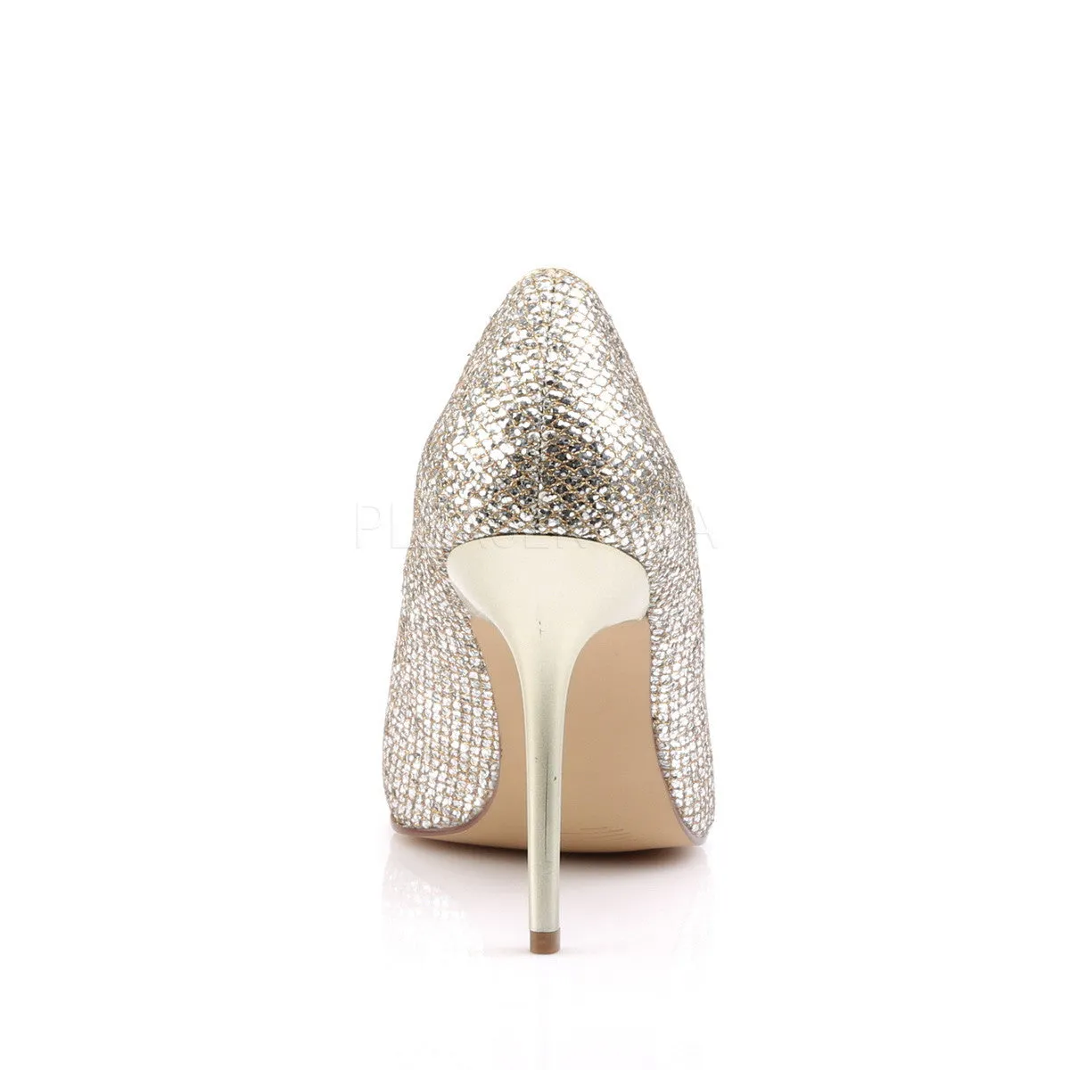 4 Inch Heel CLASSIQUE-20 Gold Glittery Lame Fabric