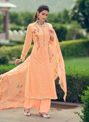 Admiring Look Orange Color Sequins Work Palazzo Salwar Suit