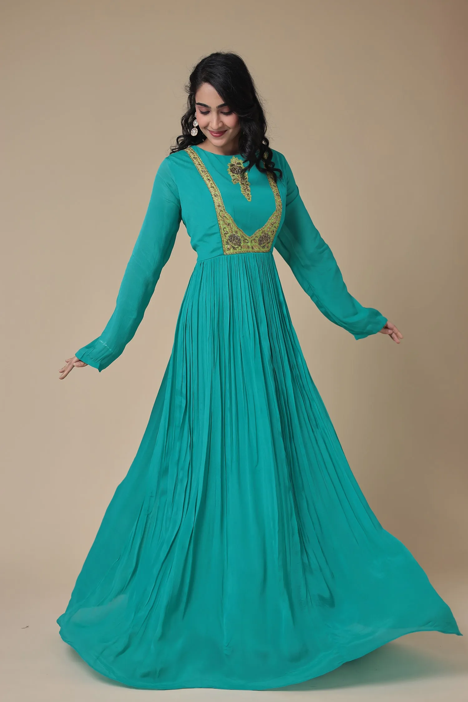 Anarkali Chinon Gown with Embroidered work