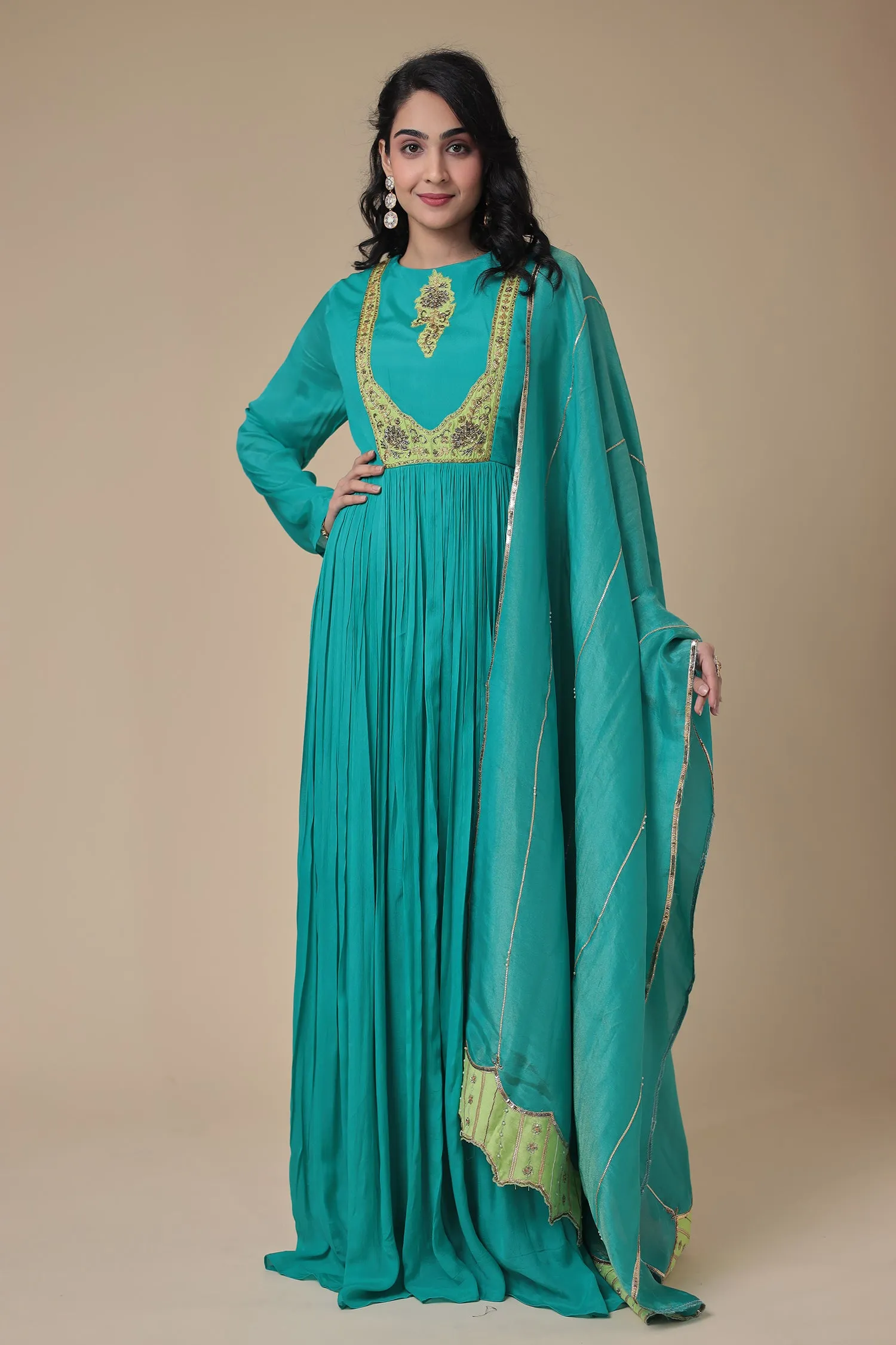 Anarkali Chinon Gown with Embroidered work