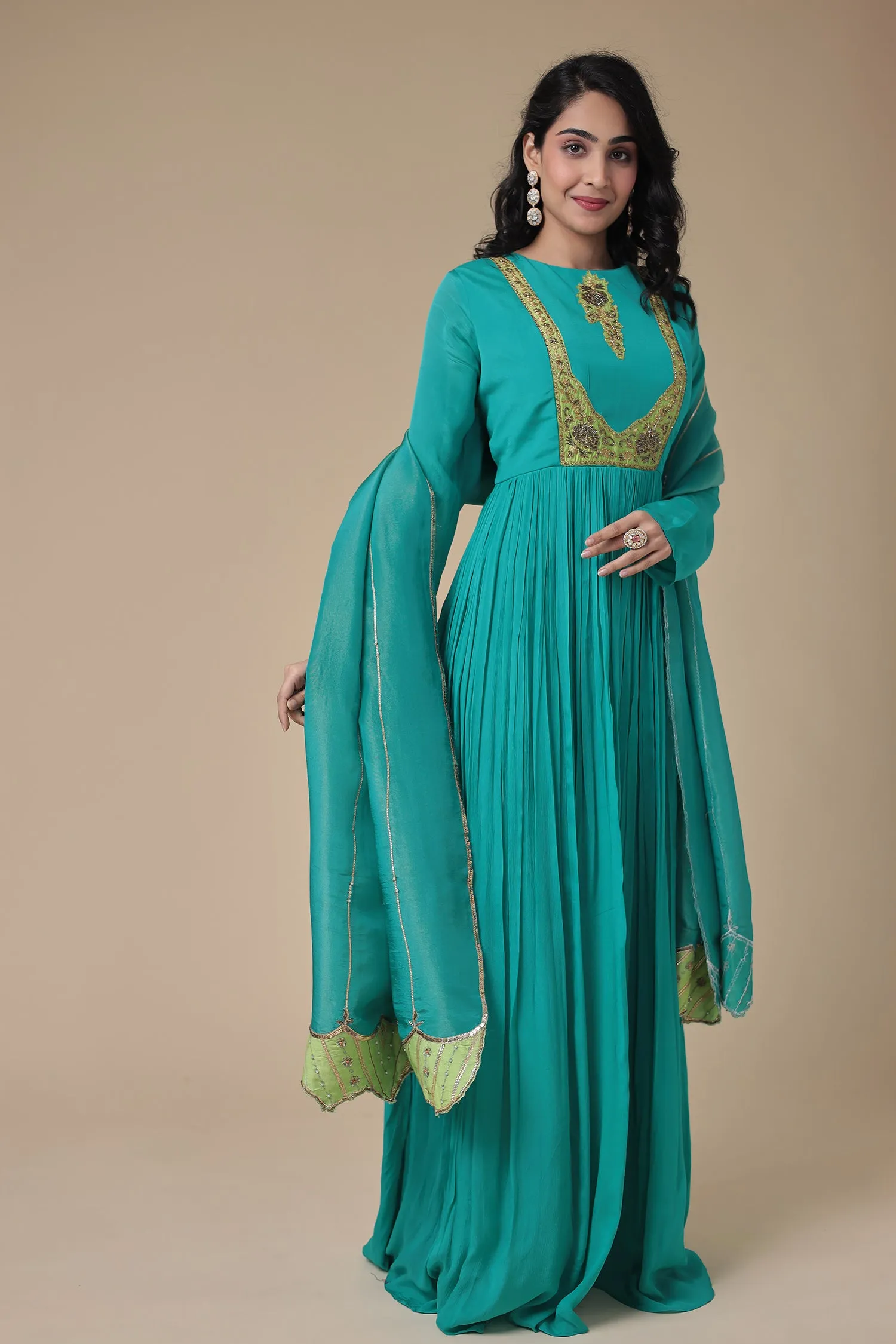 Anarkali Chinon Gown with Embroidered work