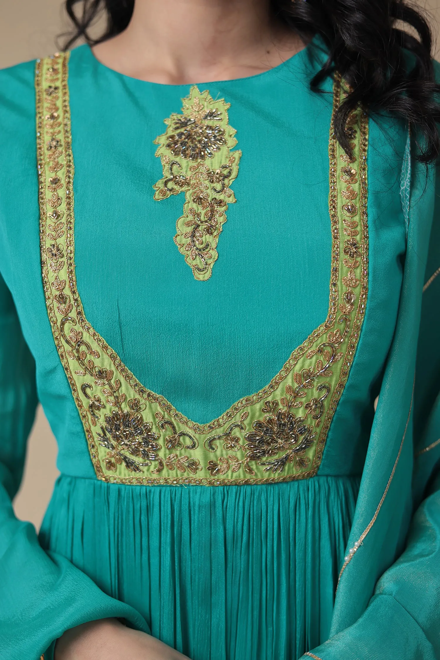 Anarkali Chinon Gown with Embroidered work