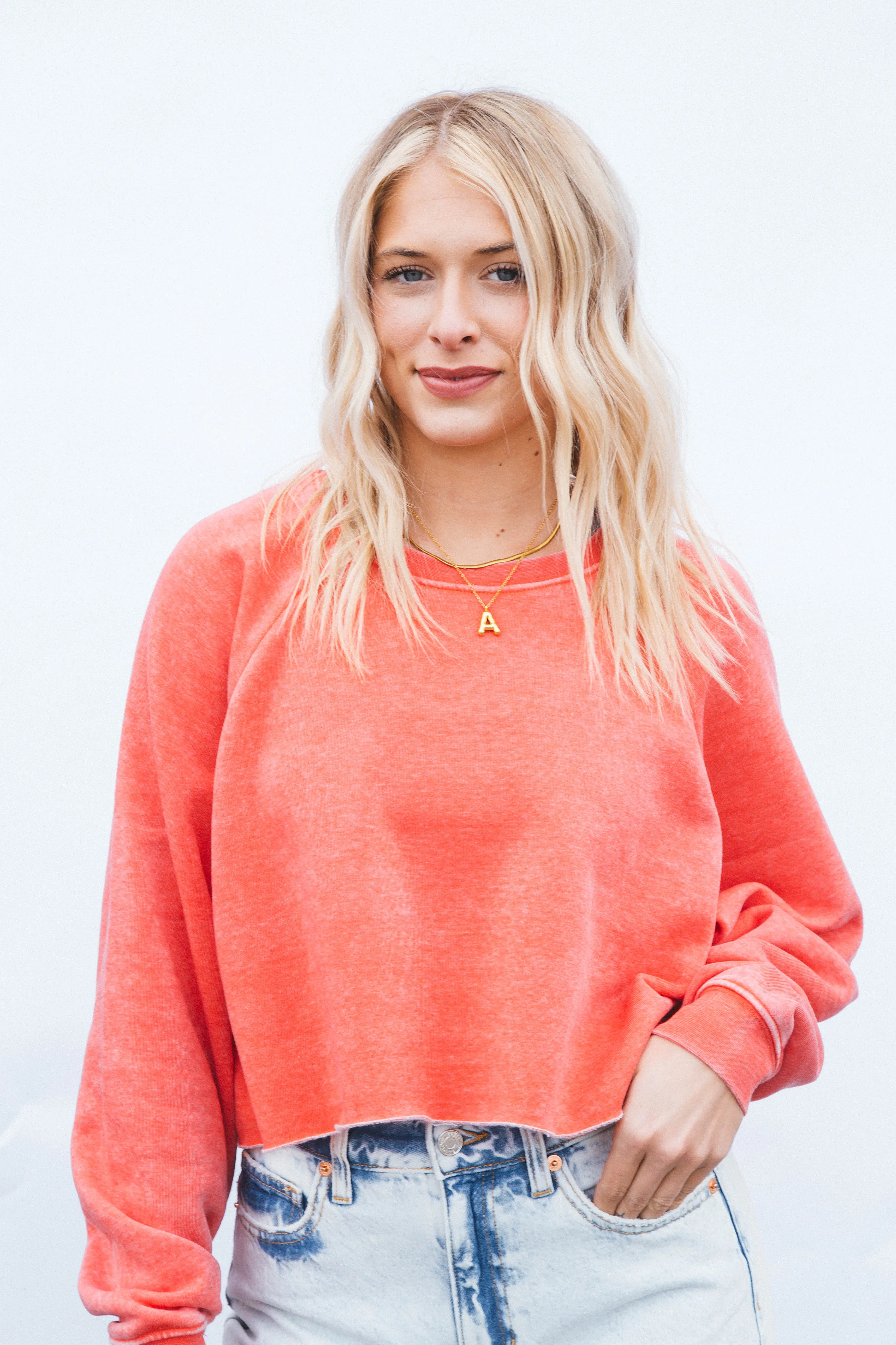 Andi Raglan Sleeve Cropped Sweatshirt, Watermelon