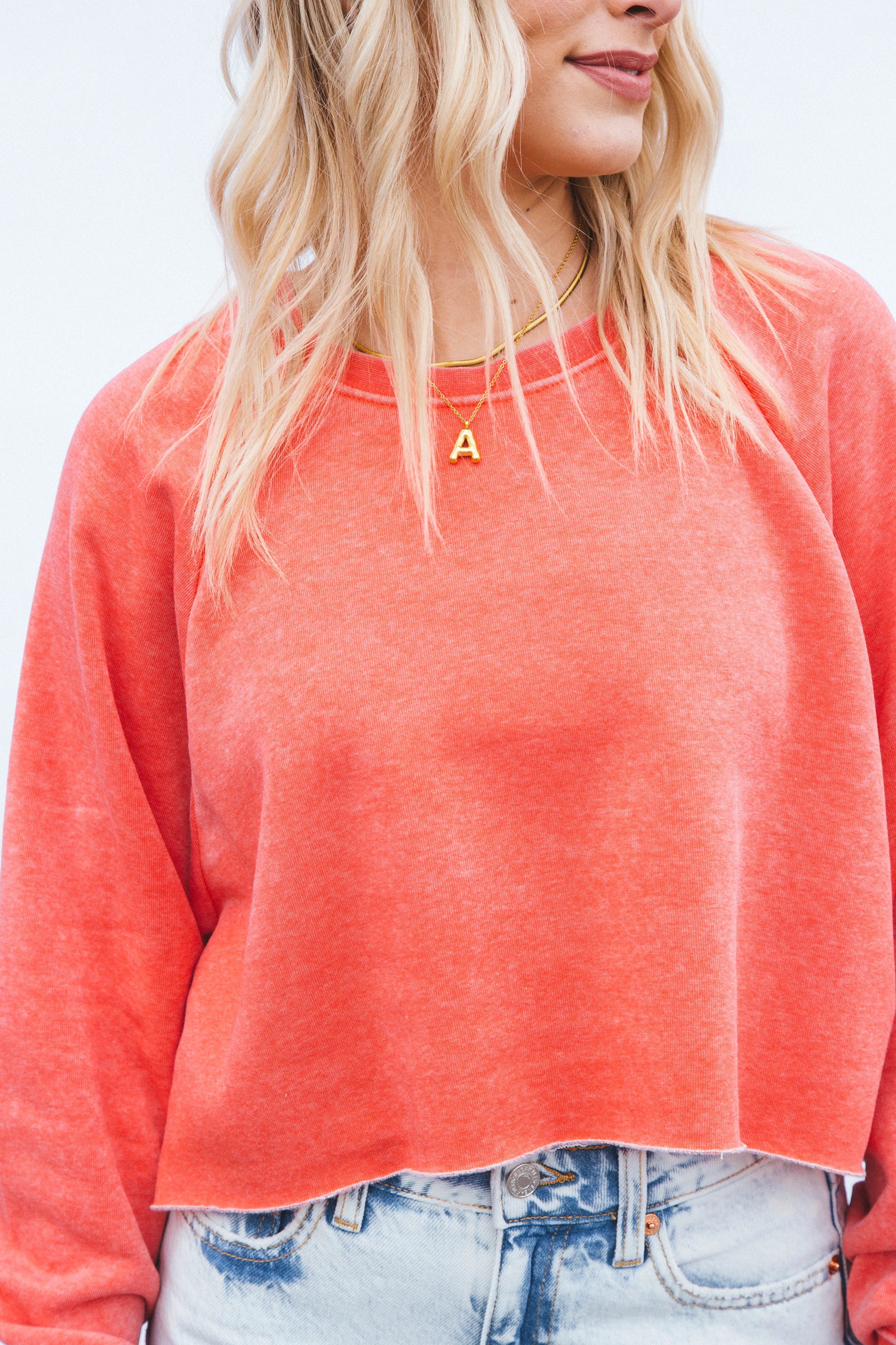 Andi Raglan Sleeve Cropped Sweatshirt, Watermelon