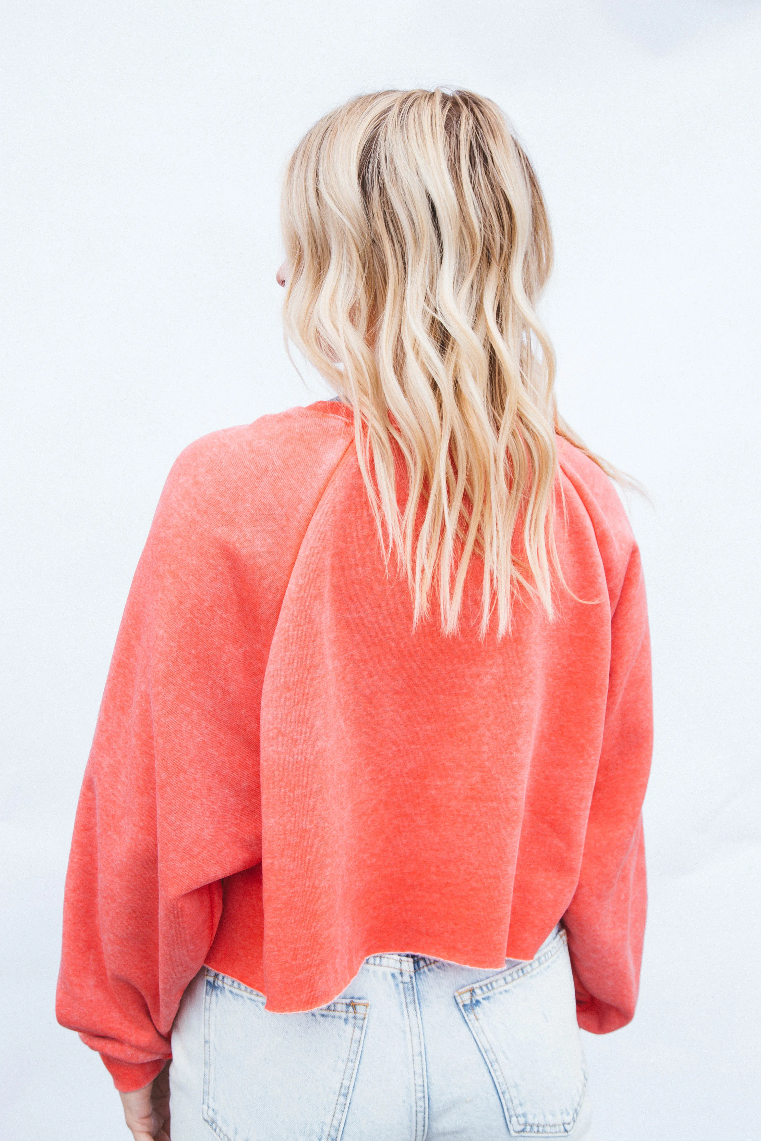 Andi Raglan Sleeve Cropped Sweatshirt, Watermelon