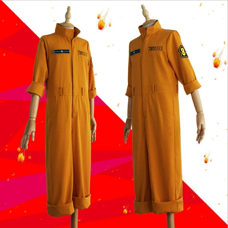 Anime Fire Force Shinra Kusakabe Cosplay Costume Jumpsuit Arthur Boyle Man Orange Team Uniform Suit