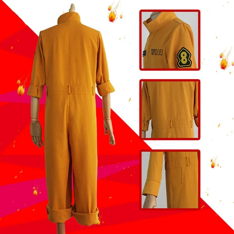 Anime Fire Force Shinra Kusakabe Cosplay Costume Jumpsuit Arthur Boyle Man Orange Team Uniform Suit