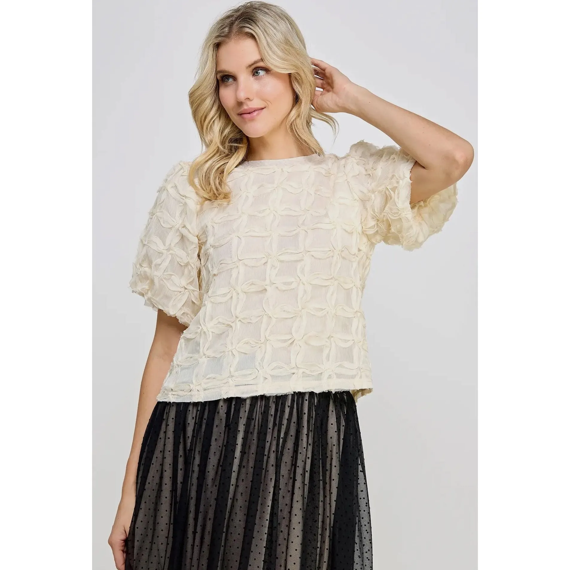 Annabelle Puff Sleeve Textured Ellison Top