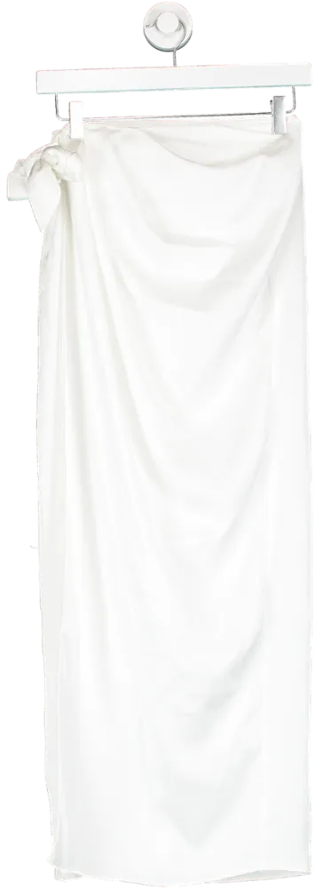 ASOS White Satin Sarong Wrap Maxi Skirt UK 6