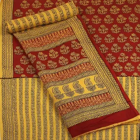 Bagh Hand Block Printed Cotton 3 Piece Unstitched Suit Set