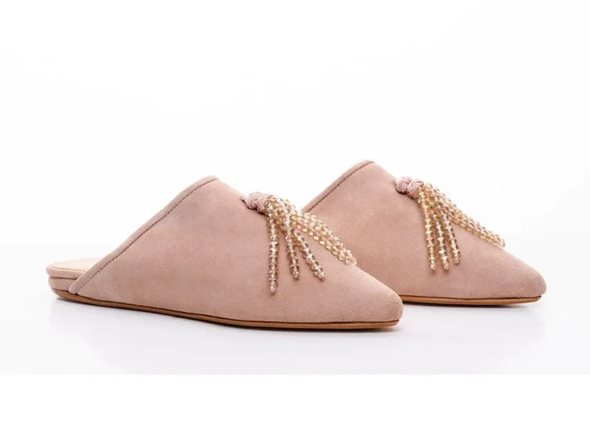 Bahia I Pink Tanned Pompom Detail Mule