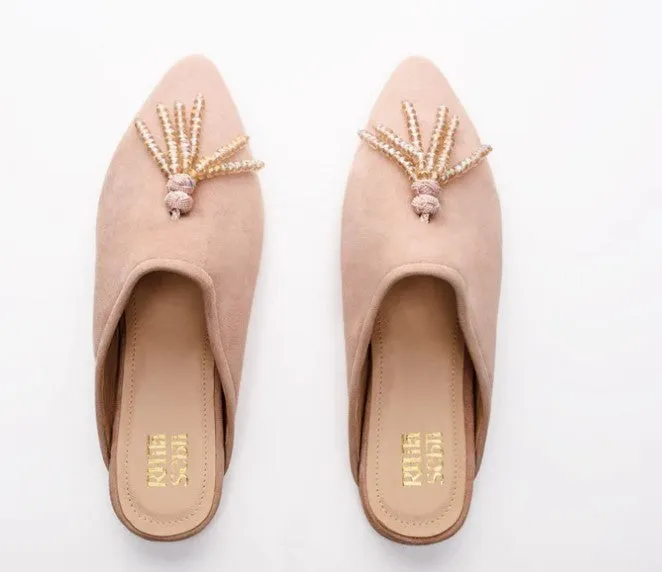 Bahia I Pink Tanned Pompom Detail Mule