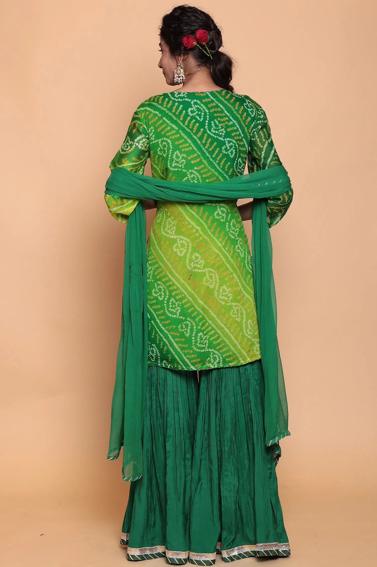 Bandhej Georgette Suit with Gota Patti work.