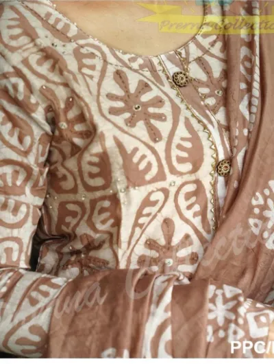 Beige Handblock  Cotton Salwar Suit