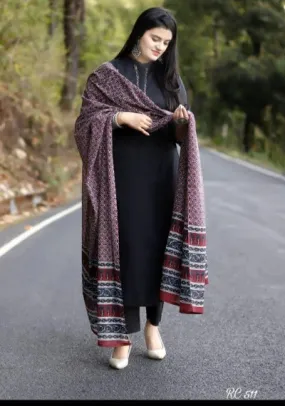 Black Khadi Cotton Salwar Suit With Malmal Dupatta