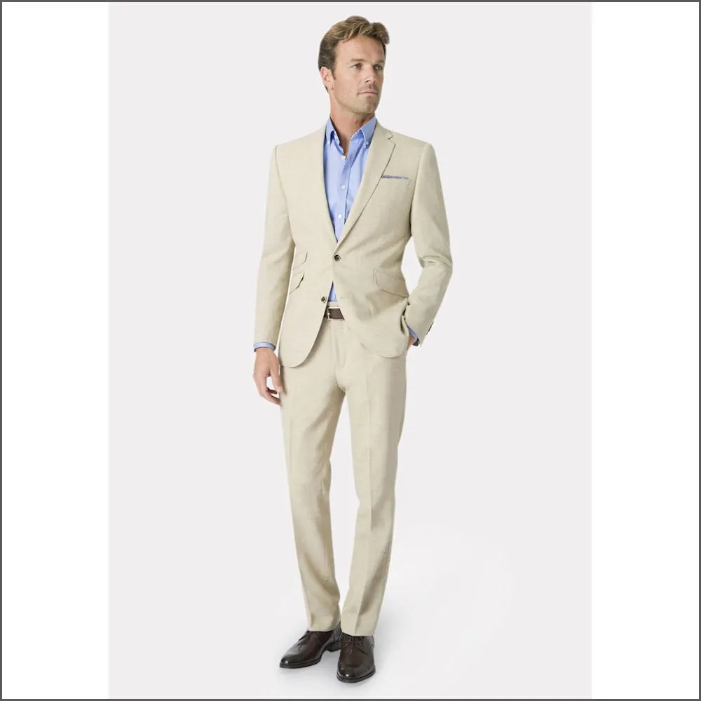 Brook Taverner Tailored Fit Natural Linen Mix Suit Trouser<><>