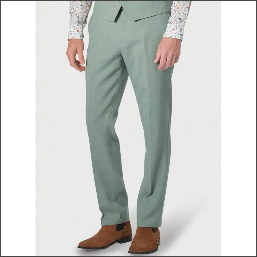 Brook Taverner Tailored Fit Sage Linen Mix Suit Trouser<><>