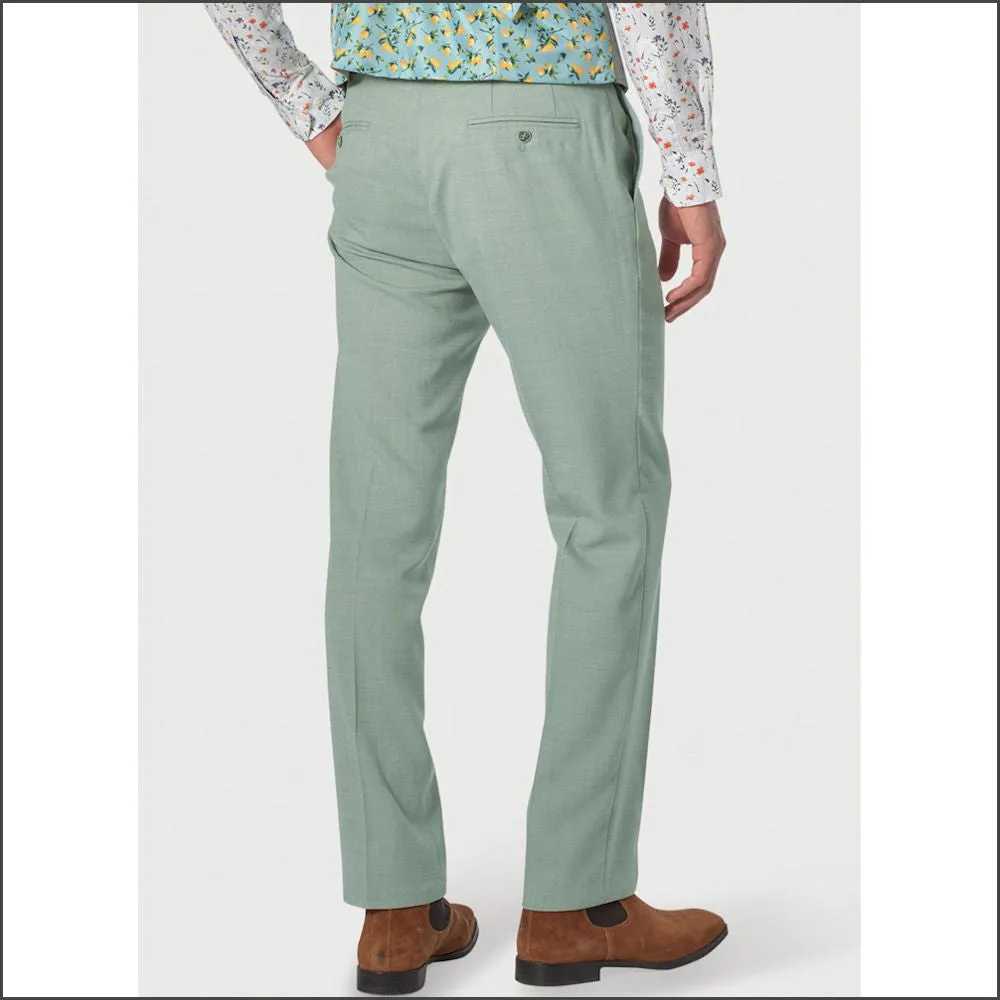 Brook Taverner Tailored Fit Sage Linen Mix Suit Trouser<><>