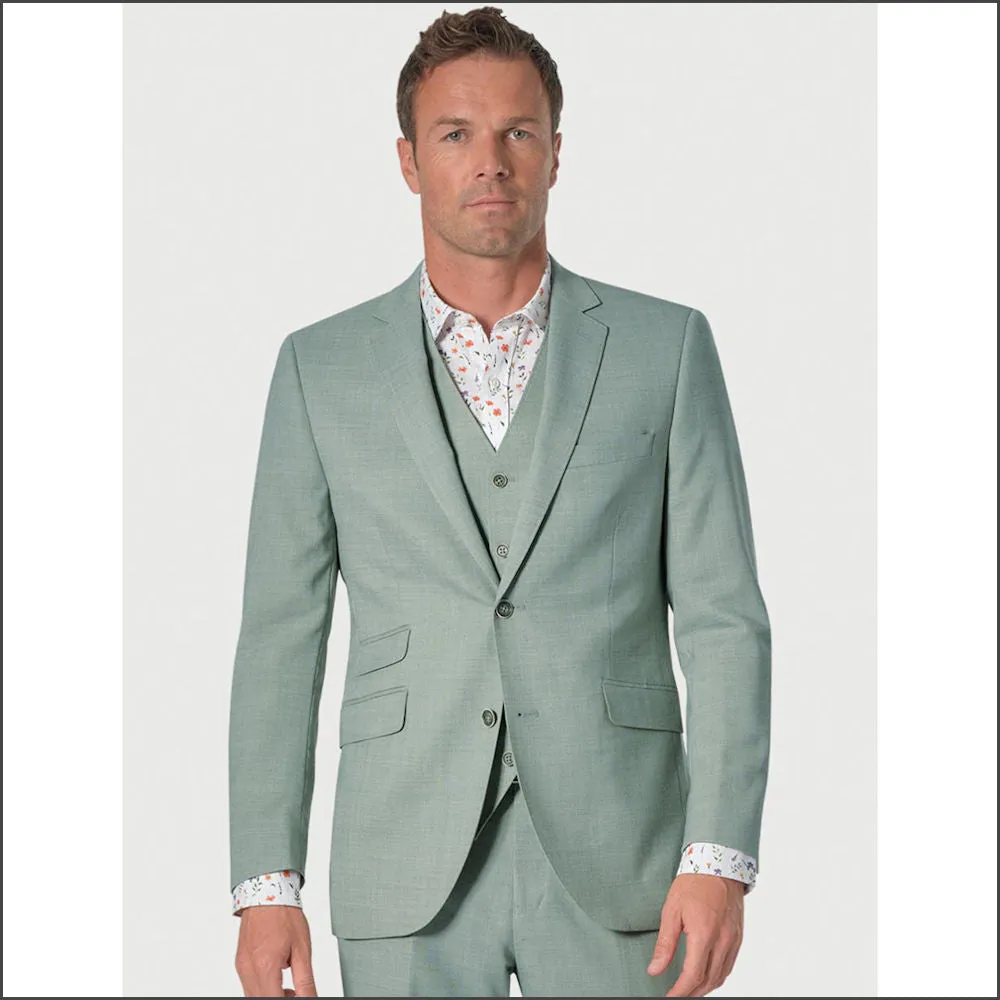 Brook Taverner Tailored Fit Sage Linen Mix Suit Trouser<><>