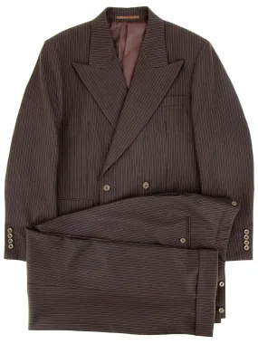 Brown Pinstripe Pure Wool Vintage Replica Suit