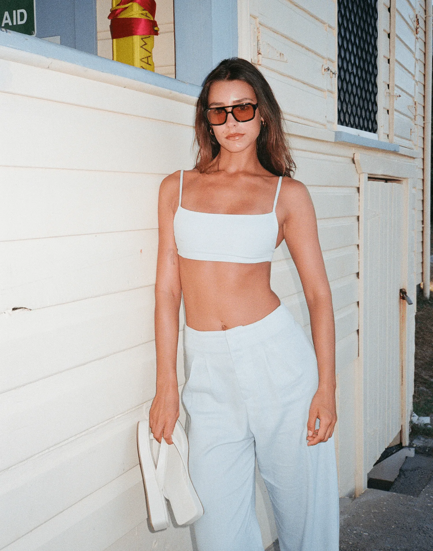 Cairo Crop Top (Blue Linen)