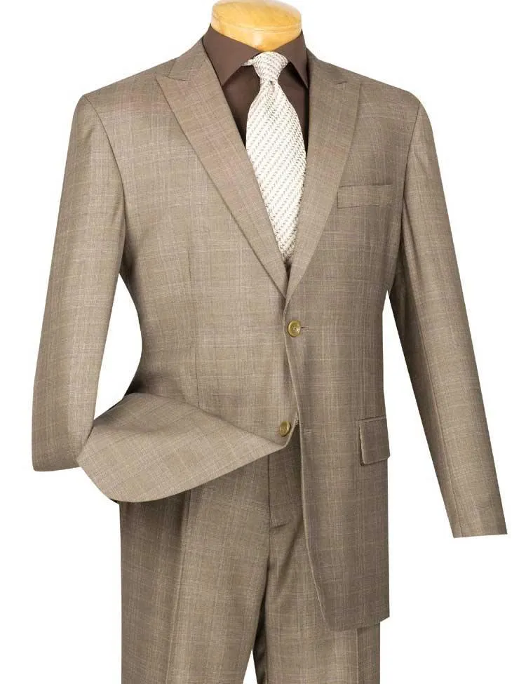 Cambridge Collection-Tan Men's Glen Plaid Suit