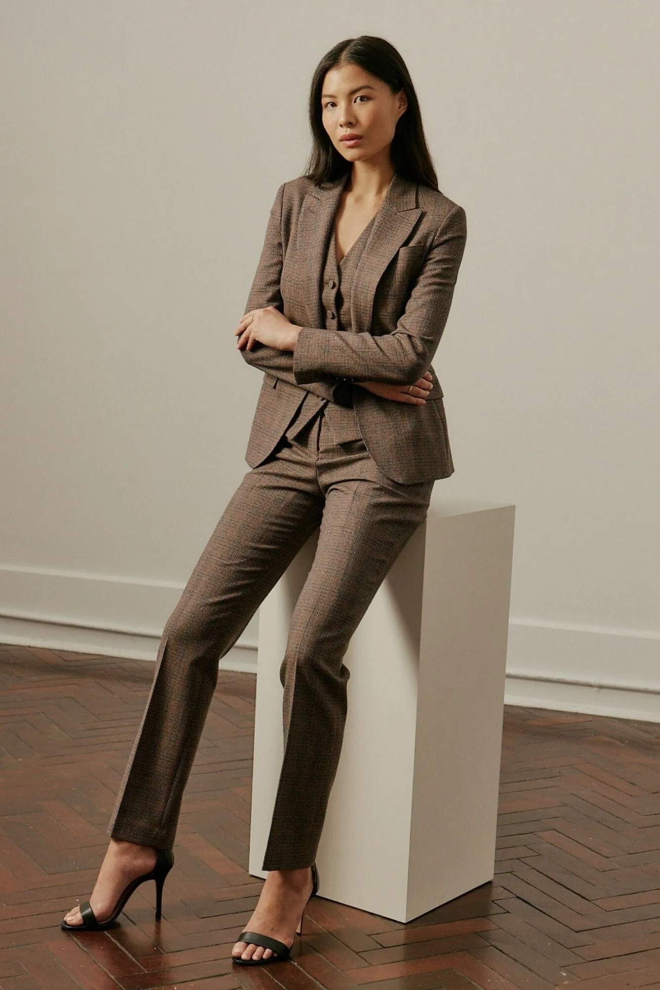 Camila 2-Piece Suit - Brown and Orange Tweed