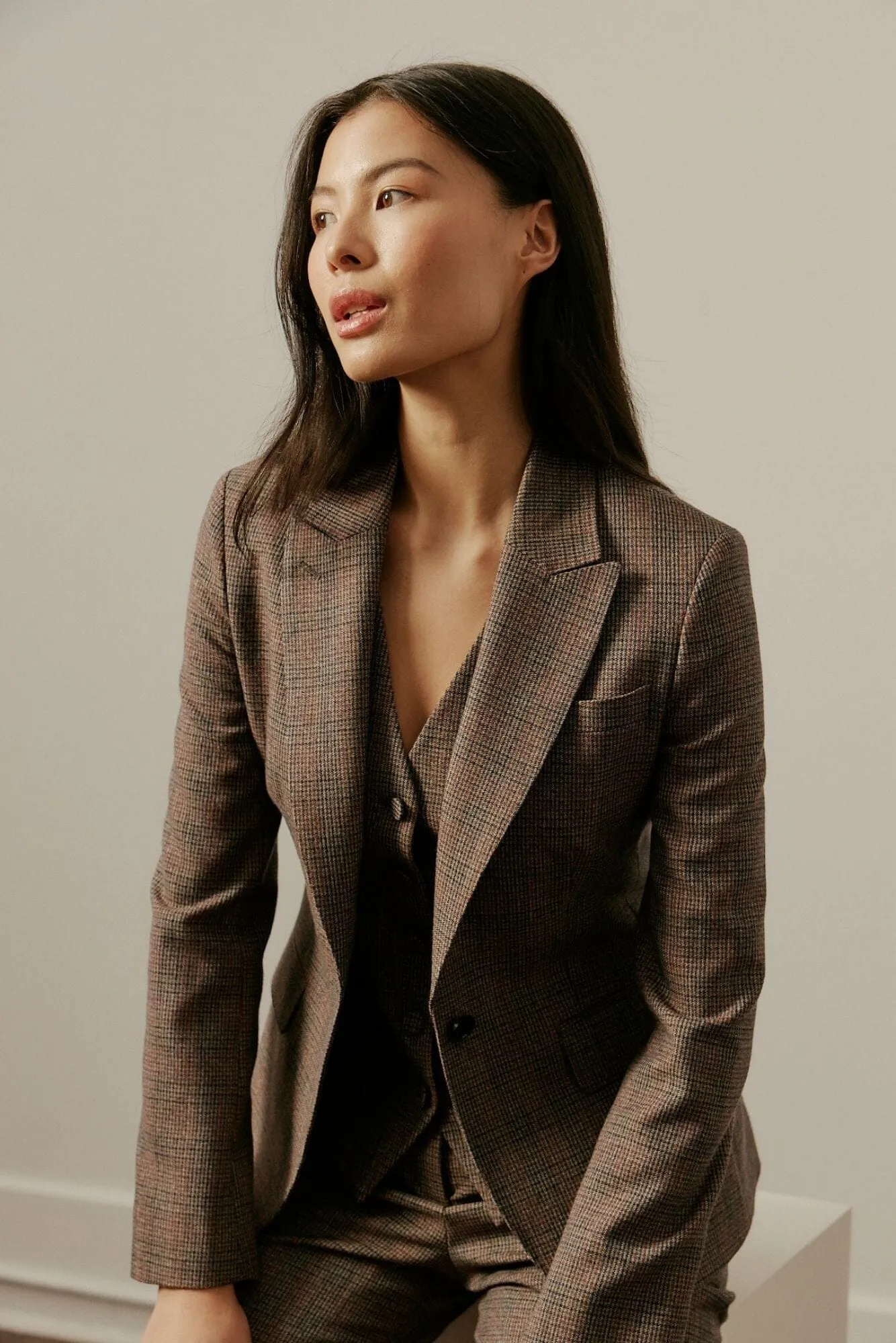 Camila 2-Piece Suit - Brown and Orange Tweed