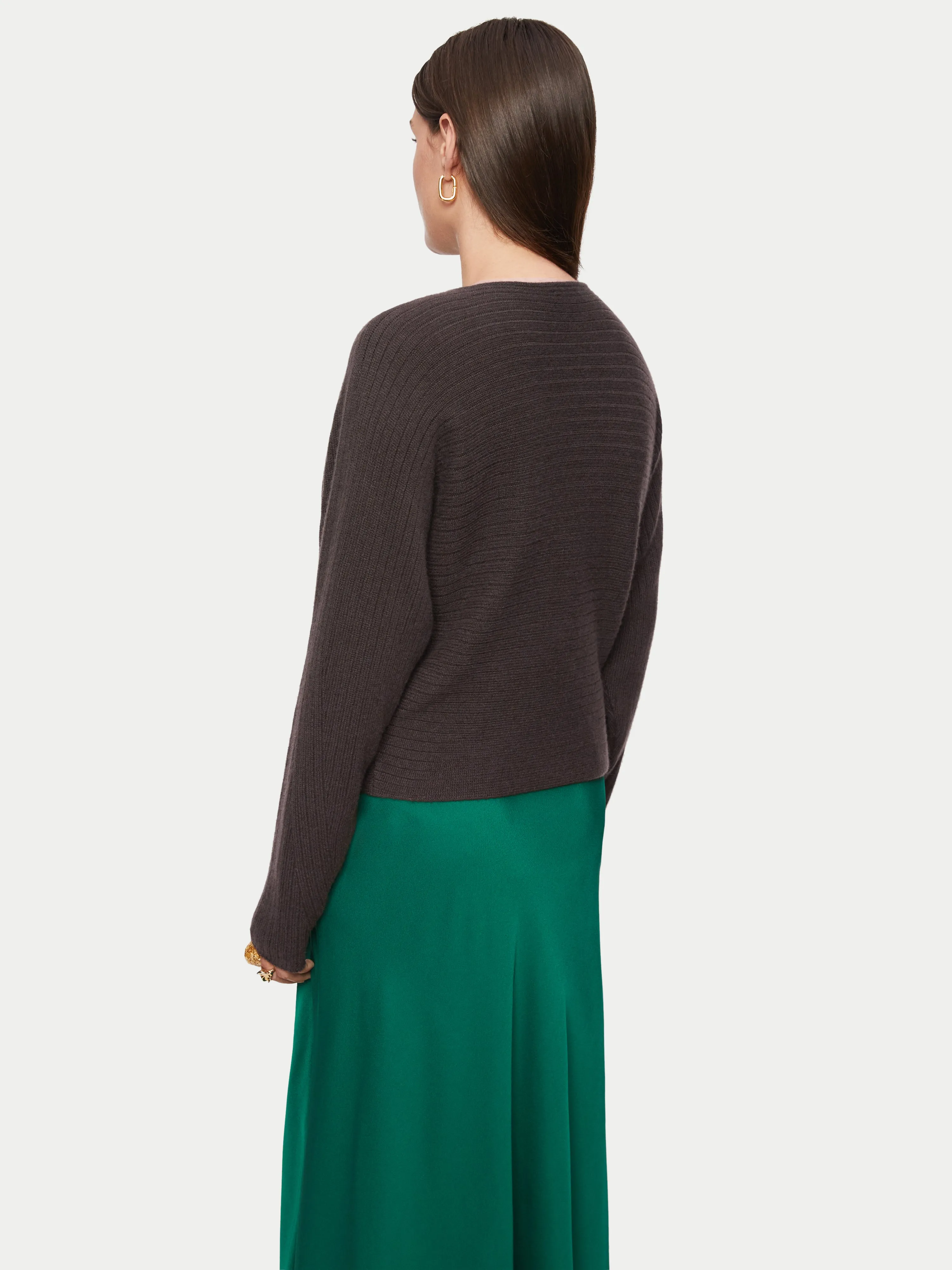 Cashmere Horizontal Rib Jumper | Brown