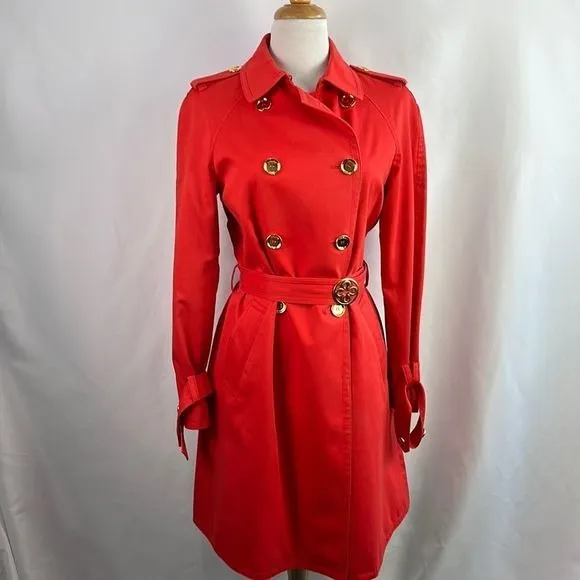 Coach Red DoubleBreasted Trench Coat