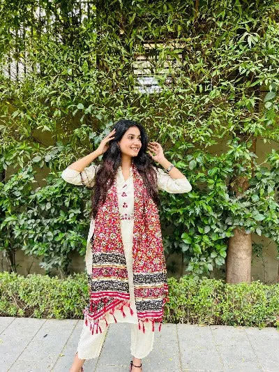 Cream South Silk Salwar Suit With Bhagalpuri Printed Dupatta