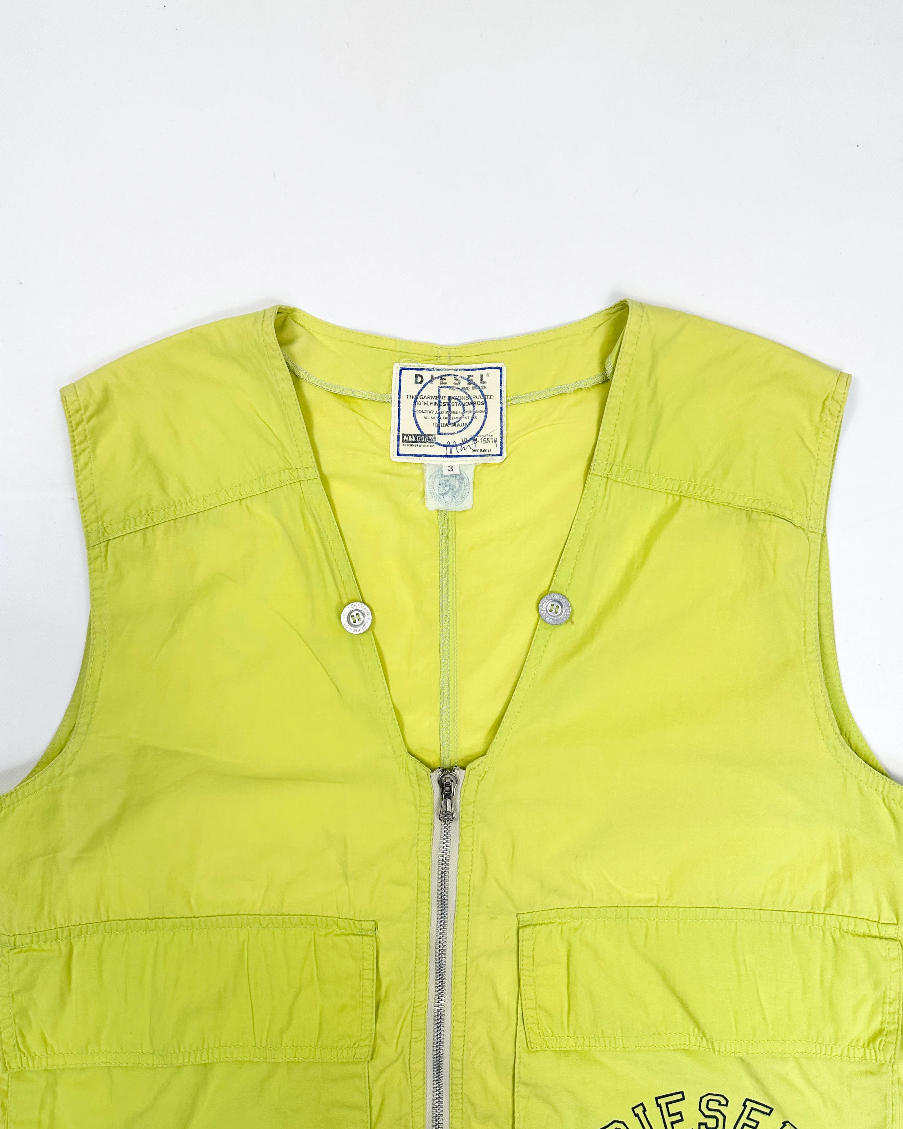 Diesel Neon Green Utility Light Vest 1990's