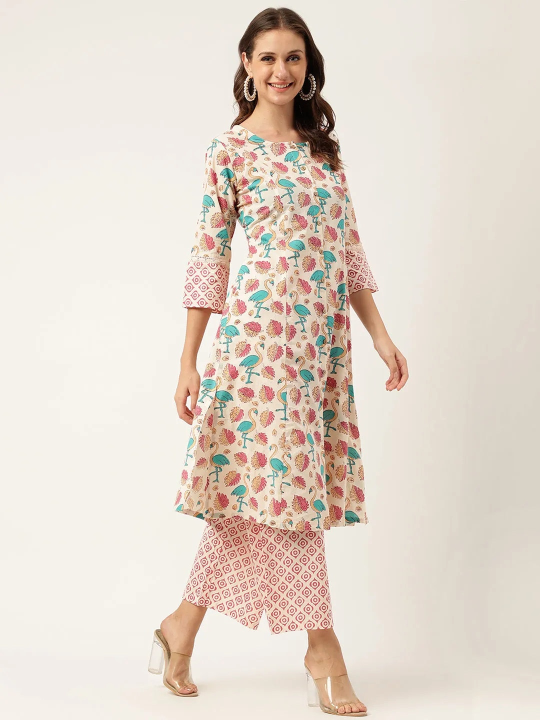 Divena Floral Cotton Kurta with Trouser set