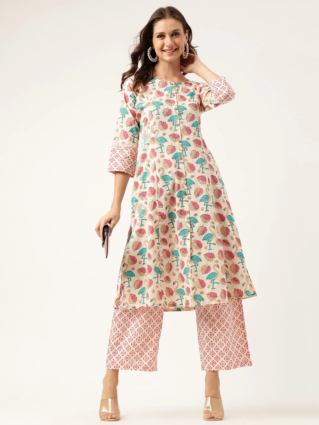 Divena Floral Cotton Kurta with Trouser set