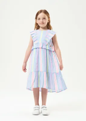 Elsie Blue Rainbow Stripe Sundress