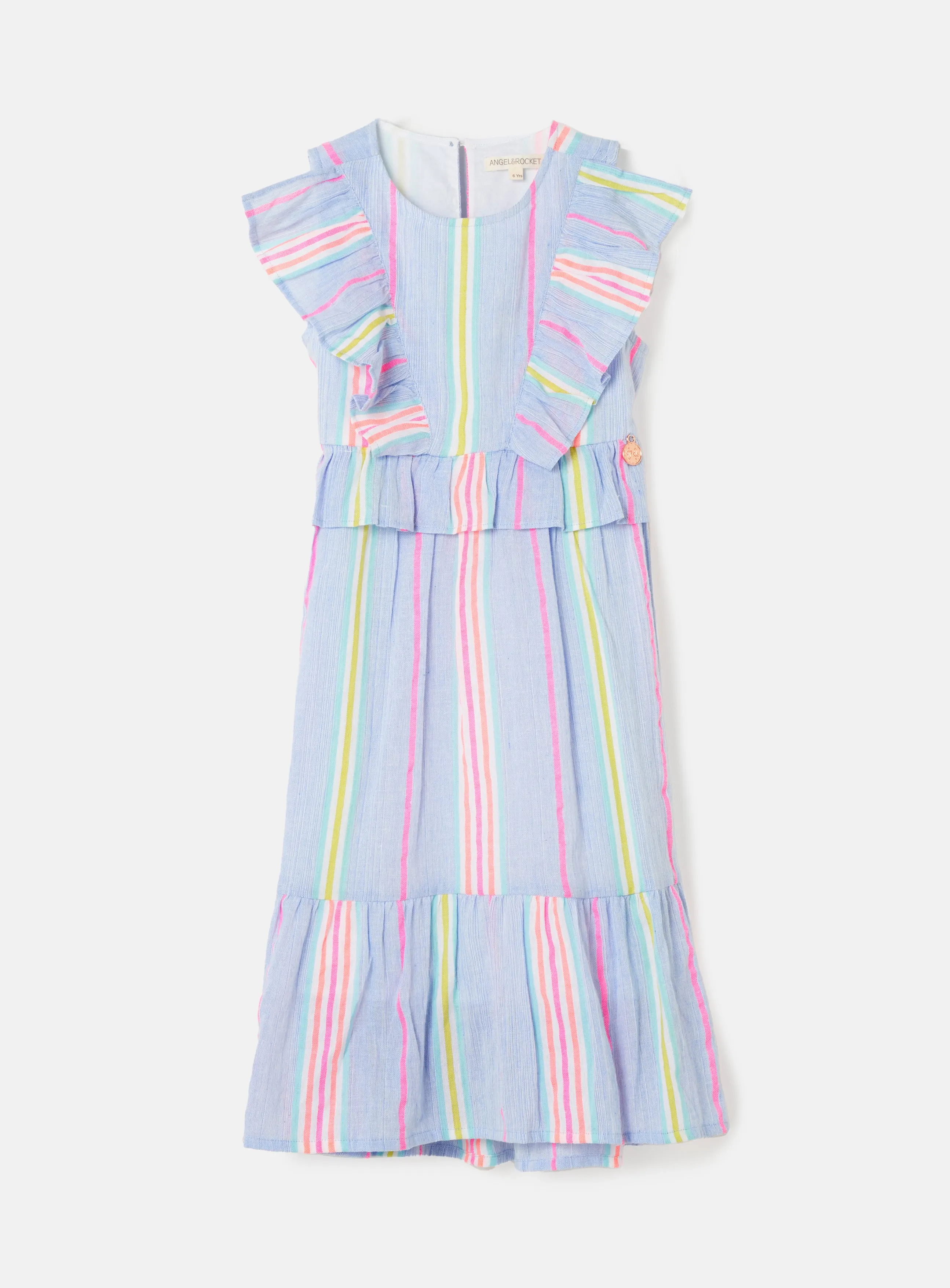 Elsie Blue Rainbow Stripe Sundress