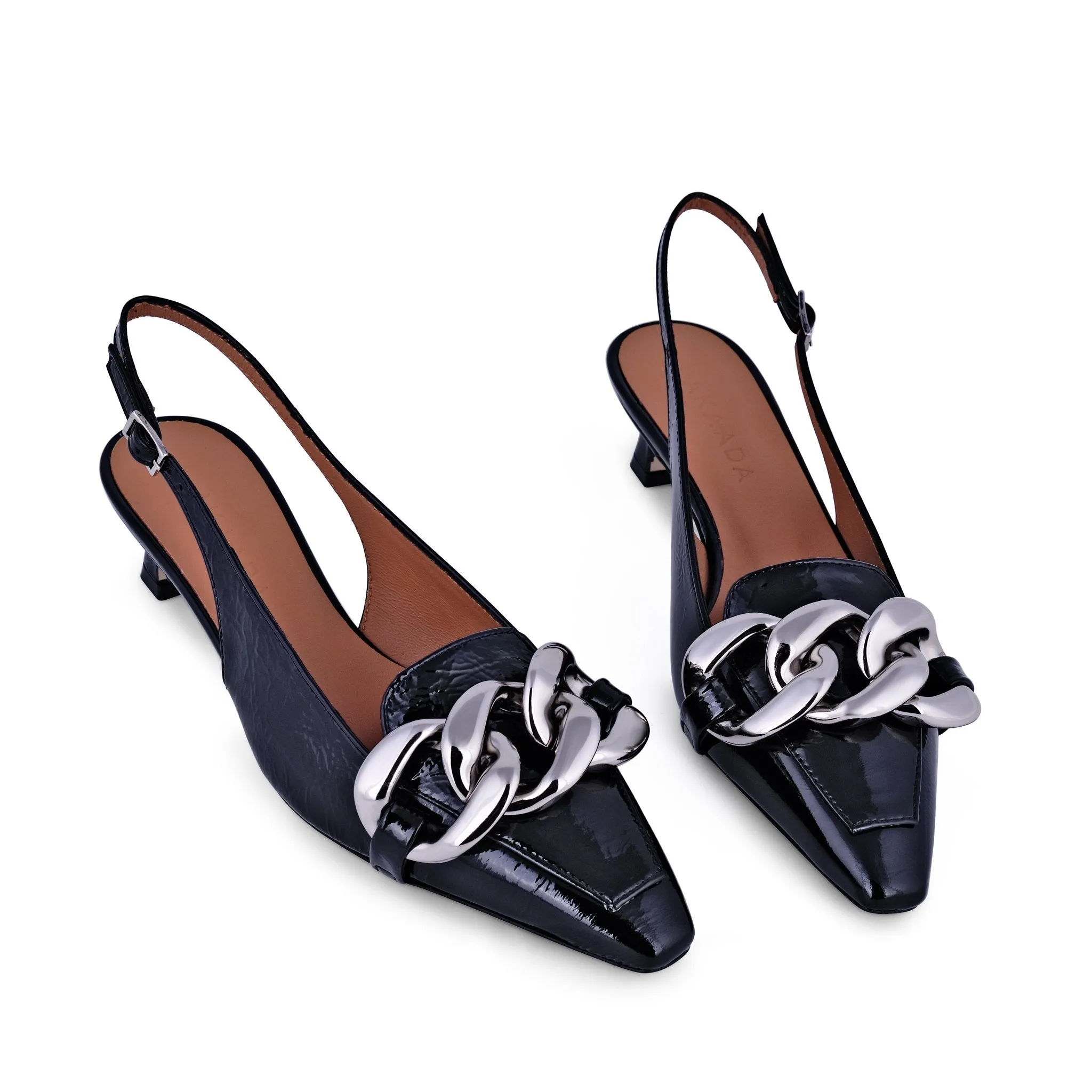 Erity Black Naplak Slingback Pumps