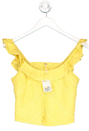 Free People Yellow Riviera Lace Tank Top UK XS