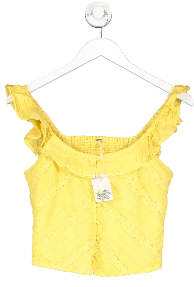 Free People Yellow Riviera Lace Tank Top UK XS