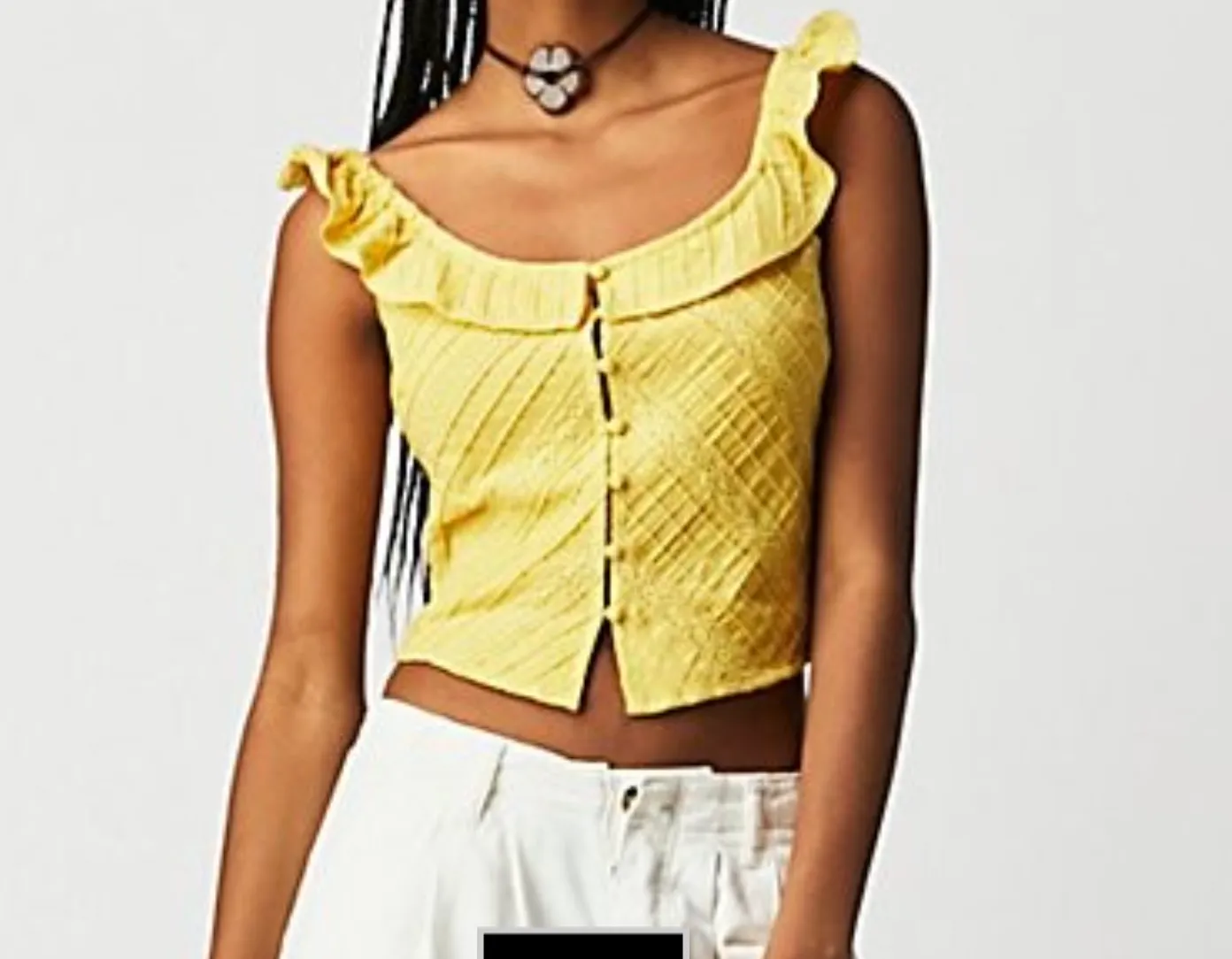 Free People Yellow Riviera Lace Tank Top UK XS