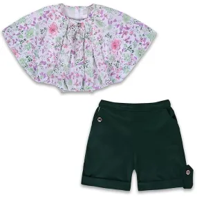 Girls Floral Bat wing Top Clothing set