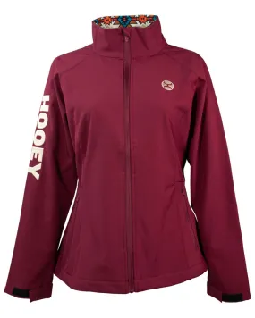 Girls' Hooey Burgundy Softshell Zip-Front Logo Jacket