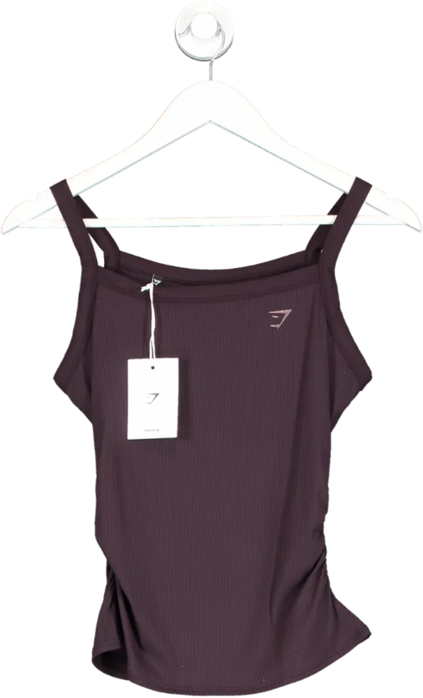 gymshark Purple Elevate Ruched Tank Top In Plum UK S