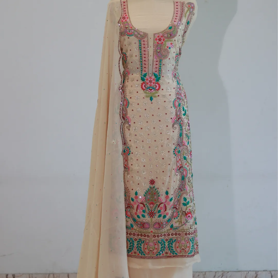 Handcrafted Ethnic Suit  Kashmiri Mirror and Thread Work