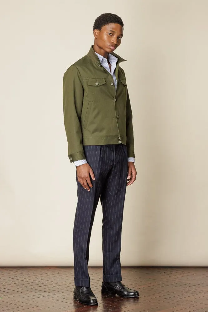 Harrington Jacket - Olive Wool Gabardine