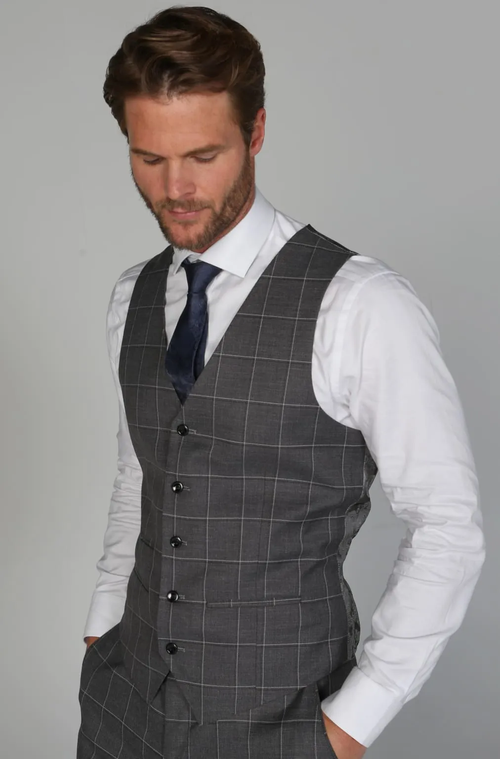 Hobbs Grey Men's Three Piece Suit