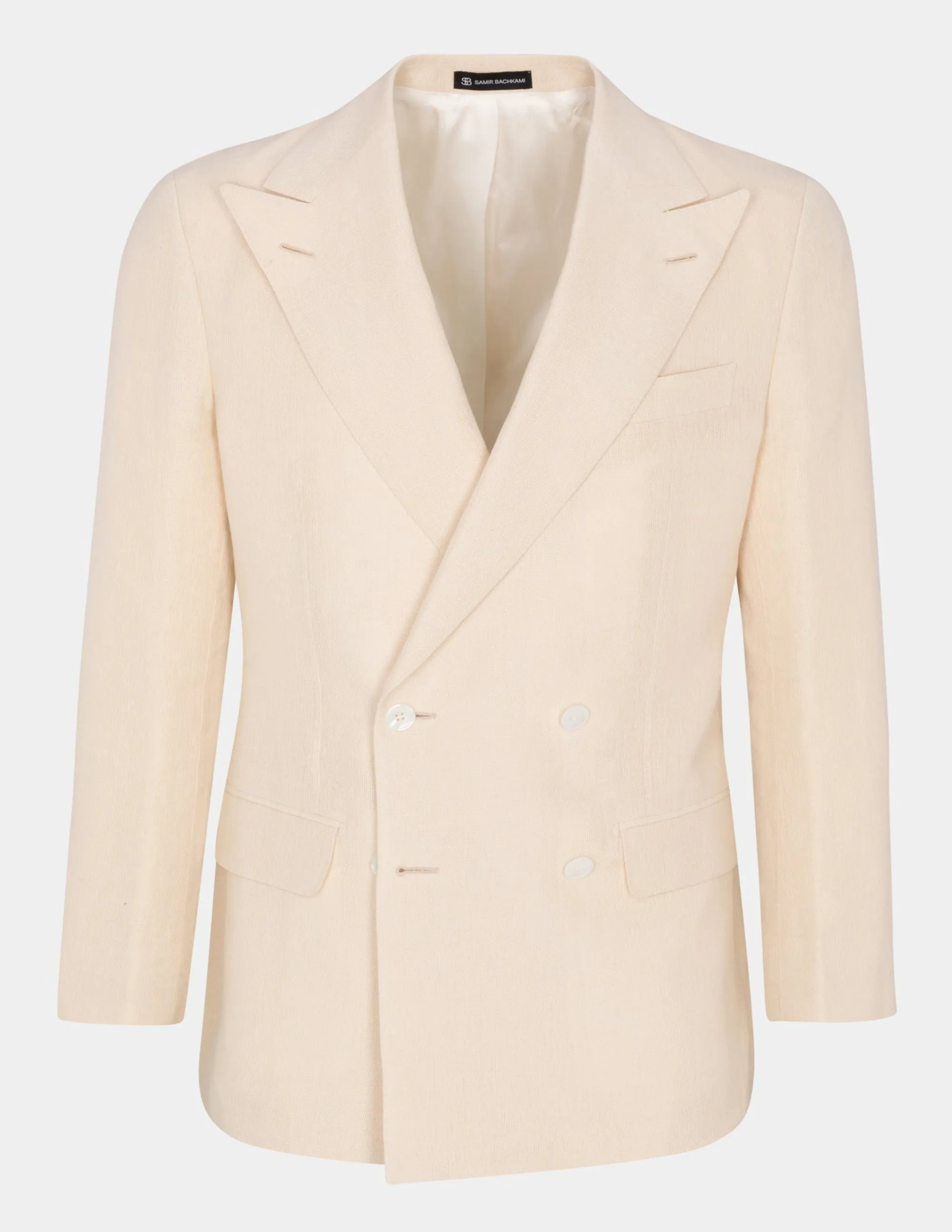 Light Sand Linen Double Breasted Suit