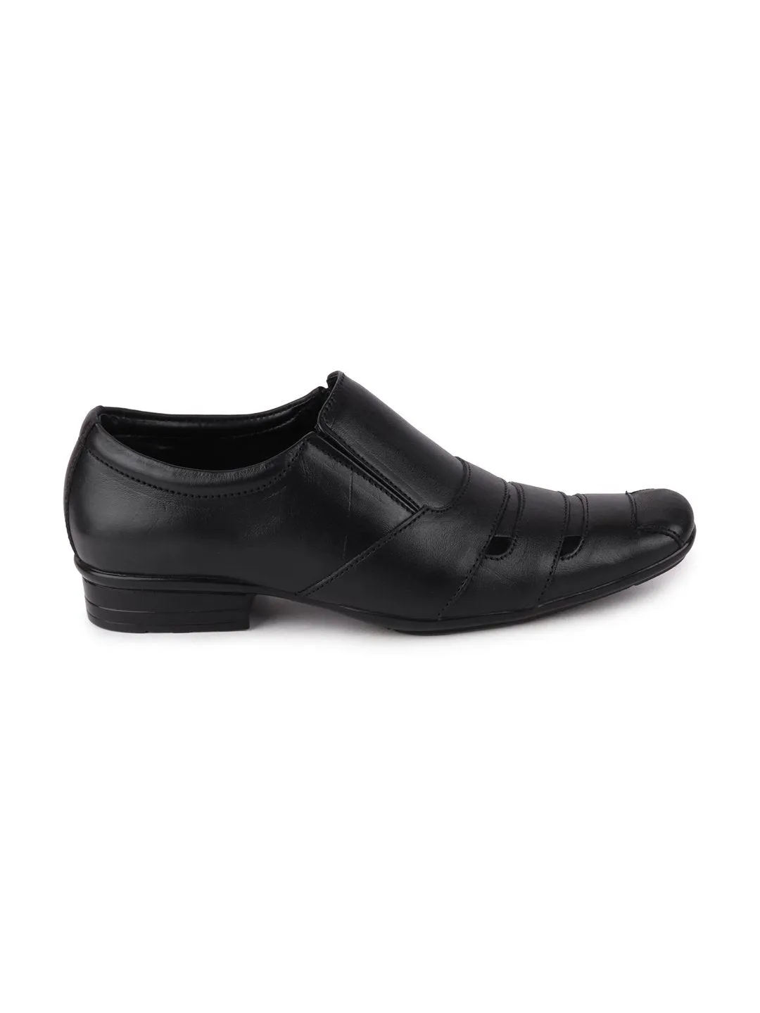 Men Black Formal Leather Slip-On Shoes